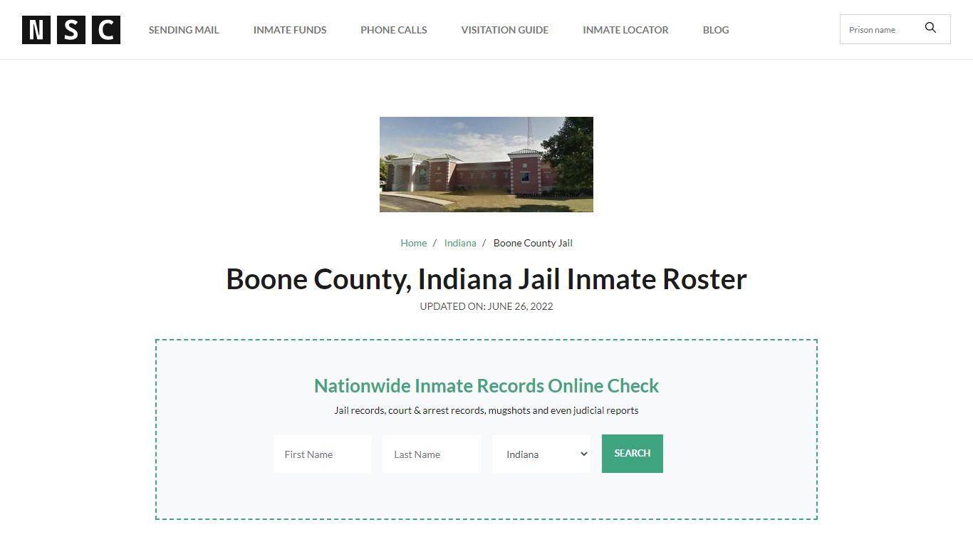 Boone County, Indiana Jail Inmate List